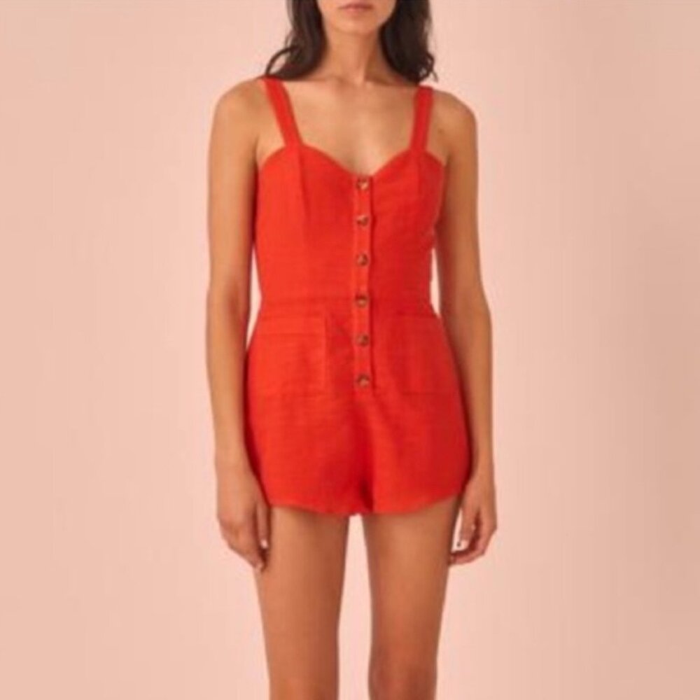 Revolve The Fifth Label Realism Sleeveless Button down Romper Red Size US 6